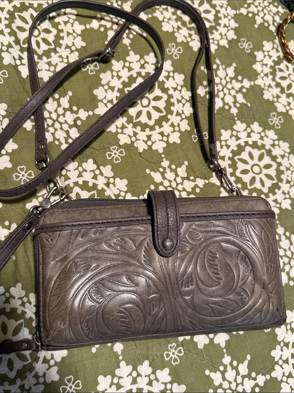 The Sak Embossed Floral Leather Crossbody phone Wallet